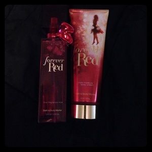 Bath and Body works Forever Red fragrance.