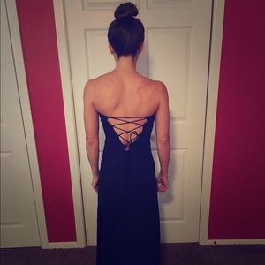 Black strapless Theory dress