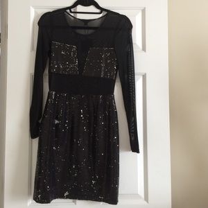 NWT Nasty Gal black sequin sheer dress BLQ. MKT S