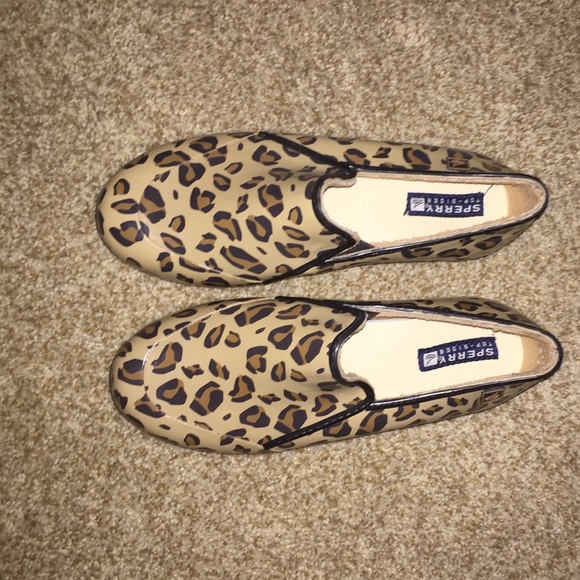 Sperry Topsider cheetah rain shoes