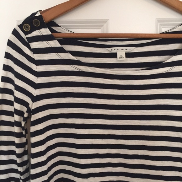 Banana Republic Navy and White Striped Top - Picture 2 of 4