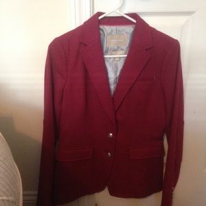 Burgundy 30% wool blazer with embellished buttons