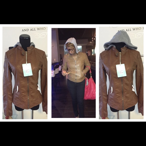 Hoodie leather jacket