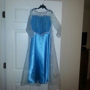 Little girls handmade Elsa dress and wig