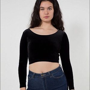 AA velvet long sleeve crop top