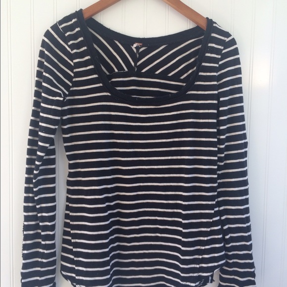 Free People long sleeve b&w stripe tee