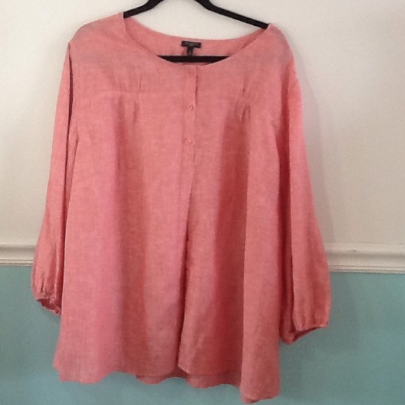 Talbots Tops - Talbots blouse pink button 3/4 sleeves. 100% Linen