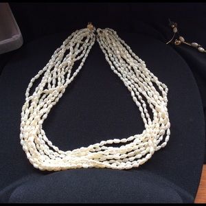 Vintage White Pearl Necklace and Earrings Set