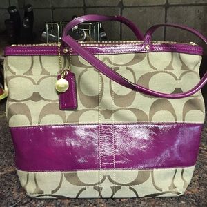 Beautiful purple and beige coach purse