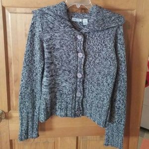 Black and grey button sweater