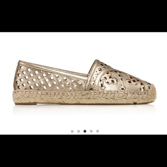 Tory burch- metallic flat espadrille