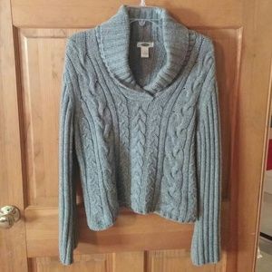 Light grey Old Navy sweater with shawl collar neck
