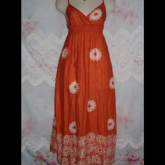 Adorable Orange Maxi sun dress sz Med Derek Heart