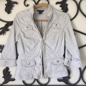 🔥Sale🔥Dove grey crop ruffle 3/4 sleeve jacket