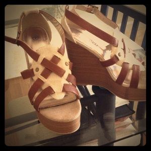 Size 9 Brown and Tan Wedges