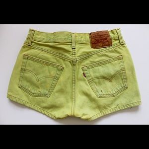 High Waisted Yellow Jean Shorts