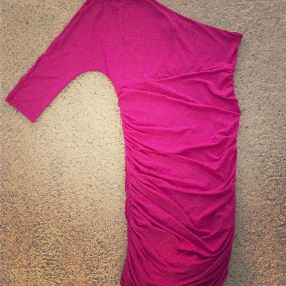 One shoulder, body con dress from express