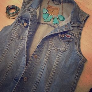Hollister distressed jean vest