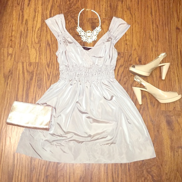 Zara Dresses & Skirts - Taupe taffeta dress by Zara Basic
