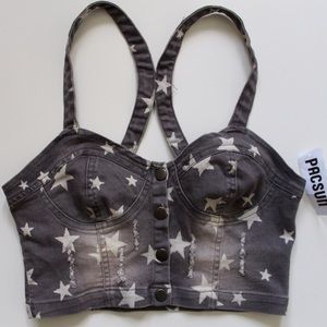 Grey Star Bandeau Crop Top