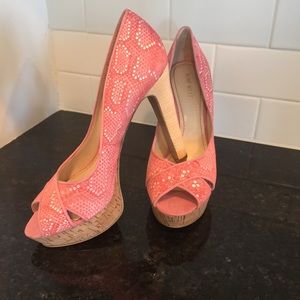 Nine West pink peep toe platform