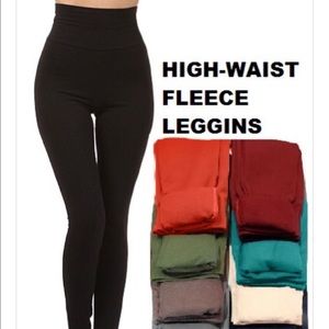 Teal High-Waist Fleece Leggings