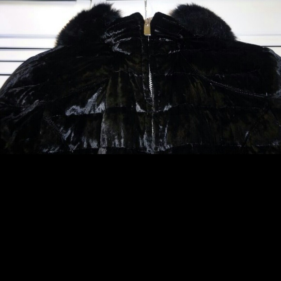 BEBE JACKET coat rabbit fur trim BLACK, hooded - Picture 2 of 4