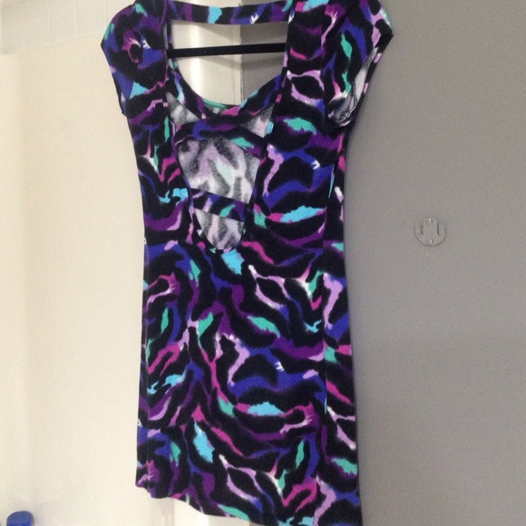 Backless club dress multi colored strappy back