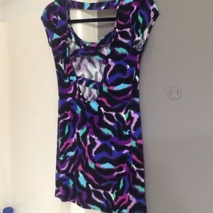 Backless club dress multi colored strappy back