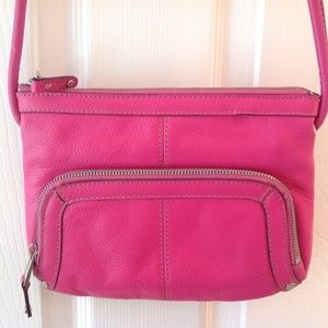 TIGNANELLO HOT PINK REAL LEATHER CROSSBODY PURSE