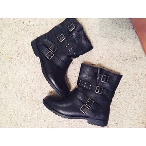 Black Buckle High Top Boot
