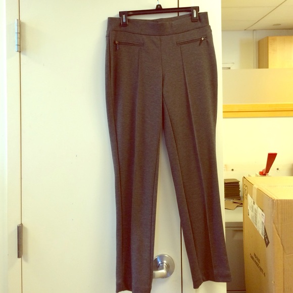 Heathered zipper ponte pants