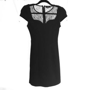 Black partially laced mini dress