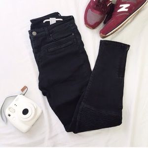 Dark grey moto ankle jeans
