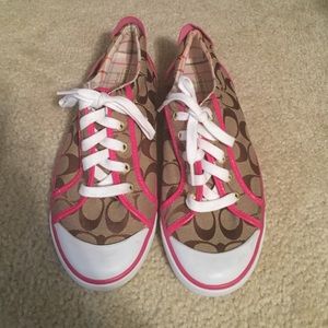 Coach pink-trim sneakers