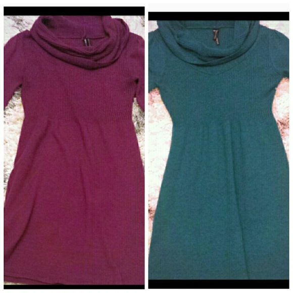 Two sweater dresses.