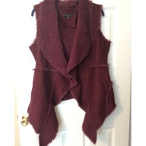 Wine colored fur vest