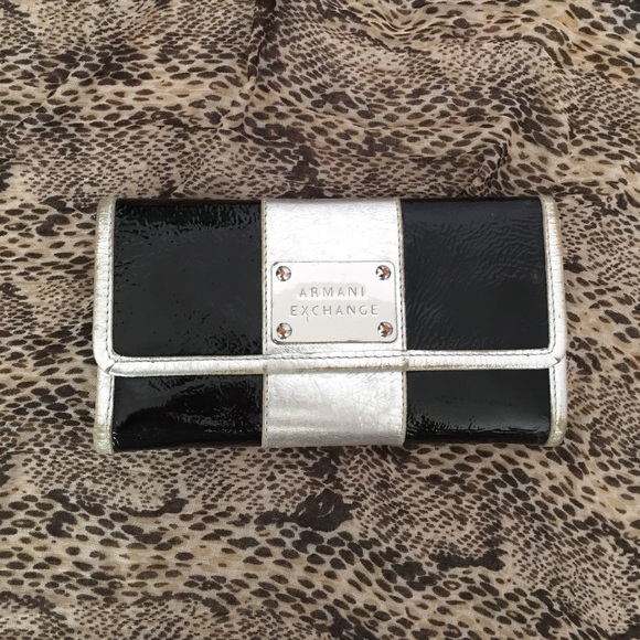 Armani Exchange Black and Silver Wallet