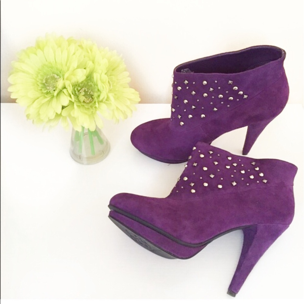 BCBGeneration Purple Suede Ankle Booties