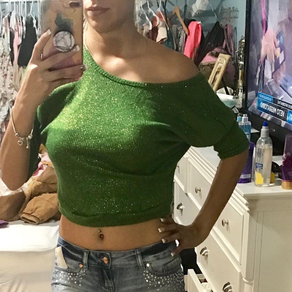 Green Crop  top sweater