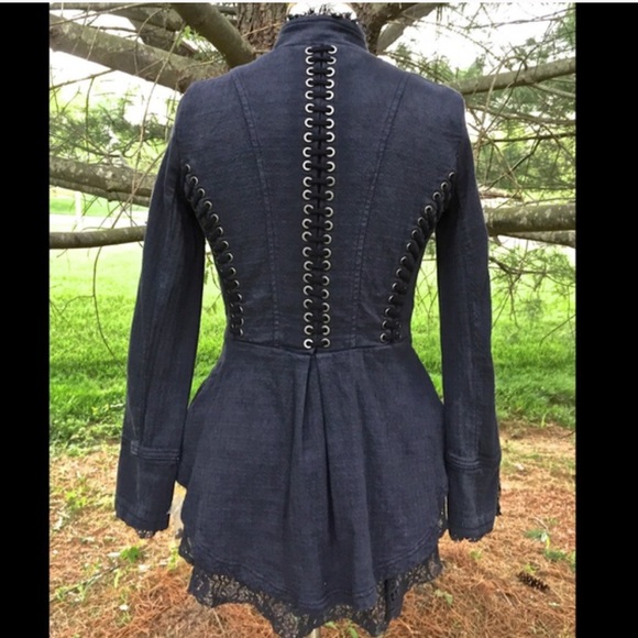 Free People Jackets & Blazers - Free People blue Victorian Lace Up Jacket NWOT S Free People Jackets & Blazers - Free People blue Victorian Lace Up Jacket NWOT S