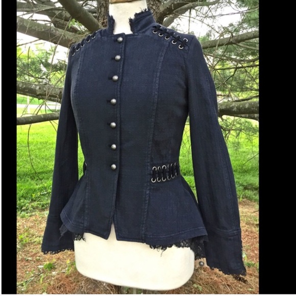 Free People Jackets & Coats - Free People blue Victorian Lace Up Jacket NWOT S Free People Jackets & Coats - Free People blue Victorian Lace Up Jacket NWOT S