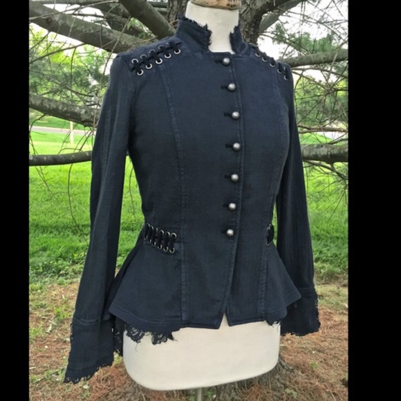 Free People Jackets & Coats - Free People blue Victorian Lace Up Jacket NWOT S Free People Jackets & Coats - Free People blue Victorian Lace Up Jacket NWOT S