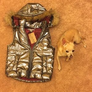 "Random" Silver Patent Puffed Vest