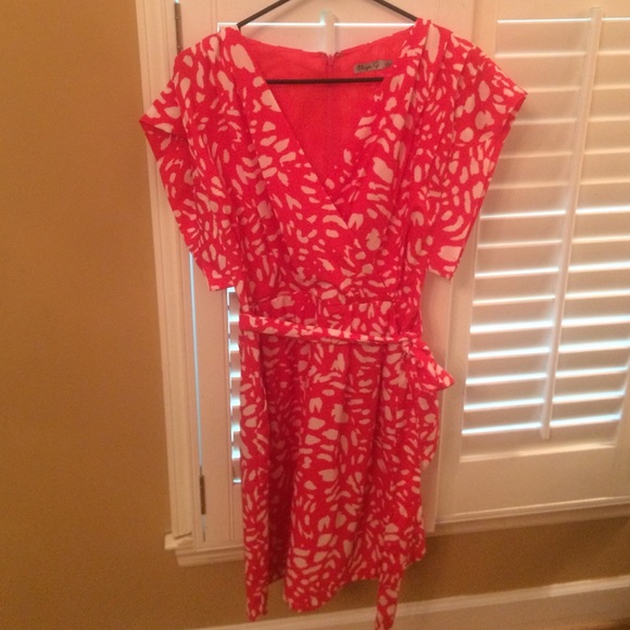 Eliza J Orange and White Sundress