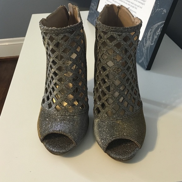 Gold and silver sparkly heels