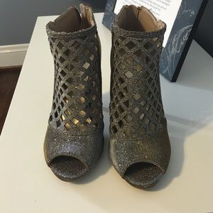 Gold and silver sparkly heels