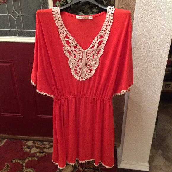 Coral stretch dress with detail size XL