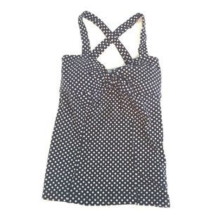 Anthropologie Navy/White Polka Dot Top