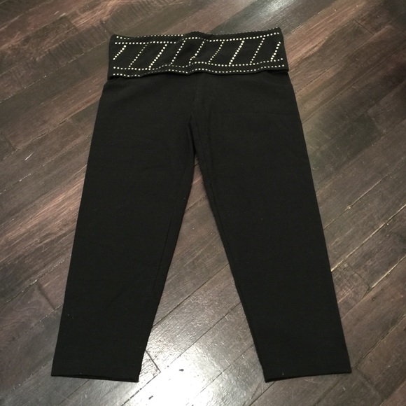 Black studded yoga capris.